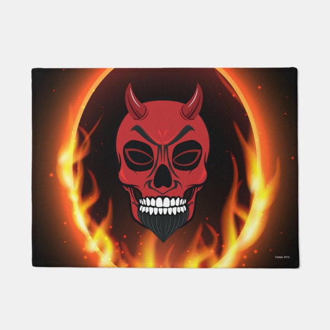 Paillasson Devil Demon Skull Skeleton Door Mat (Devant)