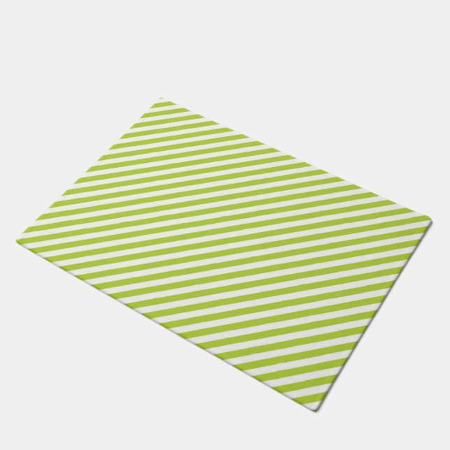 Paillasson Diagonal lime green and white stripes pattern (Incliné)