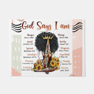 Paillasson Dieu dit que je suis Black Christian Femmes Sista