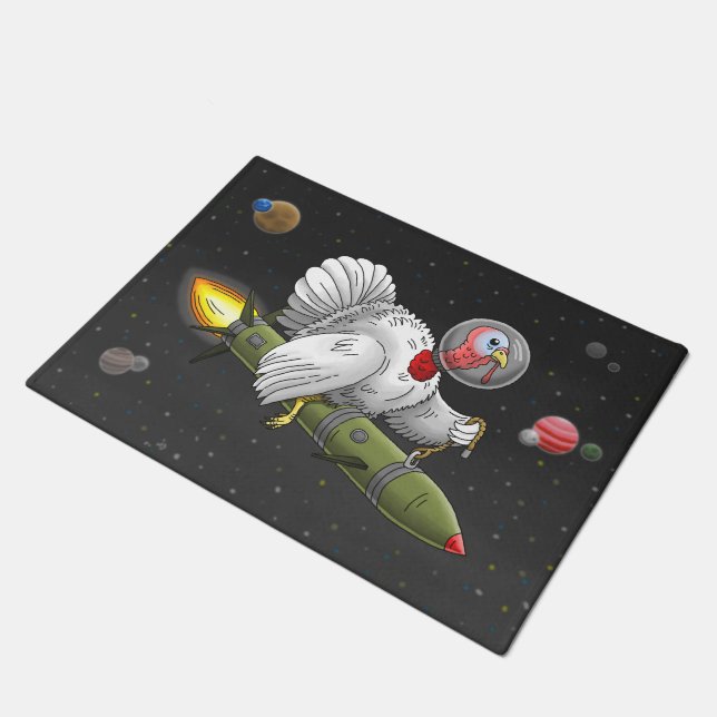 Paillasson Dinde fusée dans l'espace (Incliné)