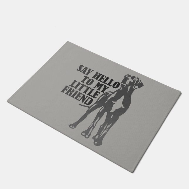 Paillasson Dites bonjour le gris de natte (Incliné)