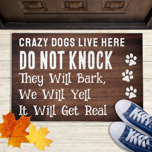 Paillasson Do Not Knock - Rustic Woodgrain Welcome Funny Dog