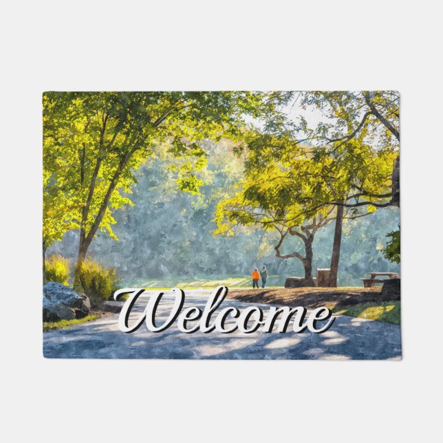 Paillasson Dogwood Stroll Peinture de bienvenue (Devant)