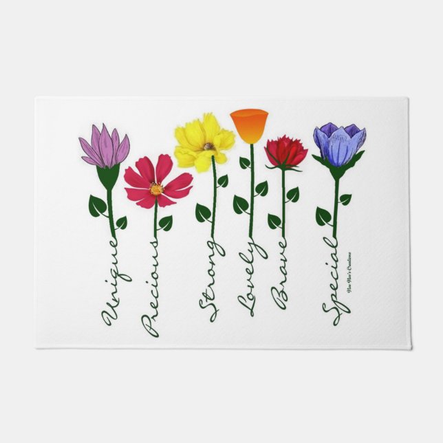 Paillasson Door Mat - Fleurs sauvages n' Words (Devant)