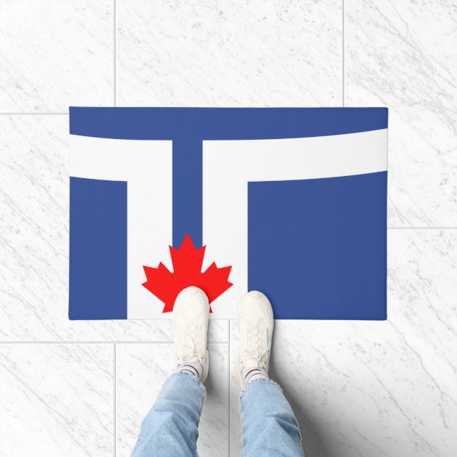 Paillasson Door Mat with Flag of Toronto, Canada (Intérieur)