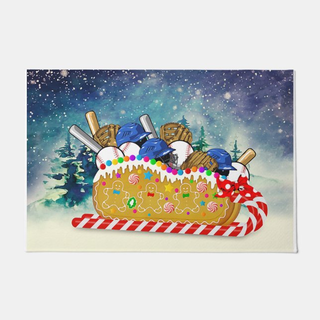 Paillasson Doormate de baseball, poison de Lovely Christma (Devant)