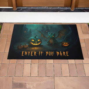 Paillasson Dragon d'Halloween mignon avec Citrouilles effraya