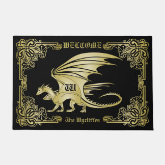 Paillasson Dragon Monogramme Gold Frame Couverture De Livre T