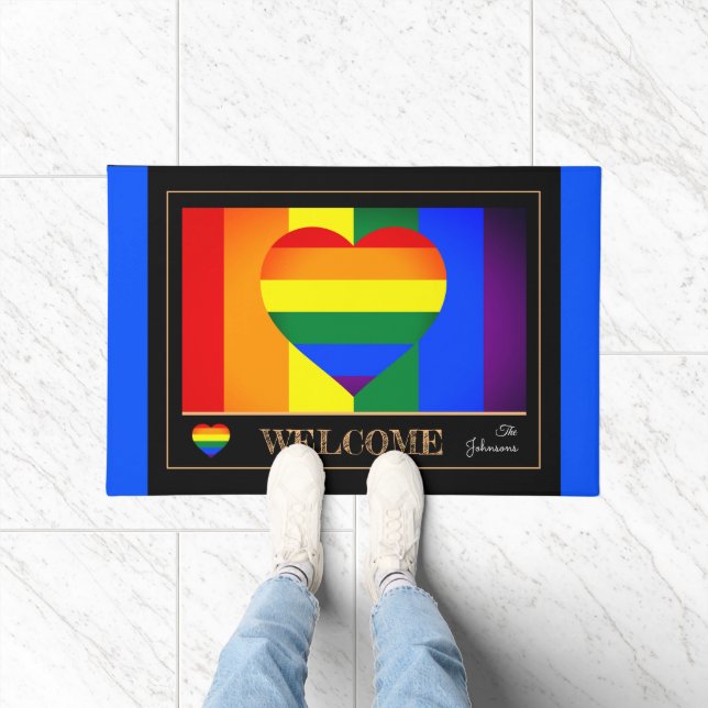 Paillasson Drapeau arc-en-ciel, Maison du coeur et de la fier (Intérieur)