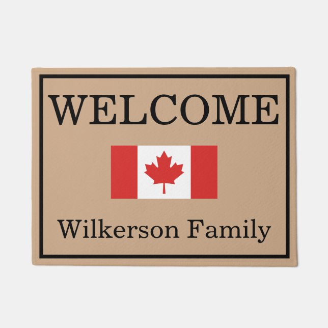 Paillasson Drapeau canadien personnalisé Nom de famille Mat d (Devant)