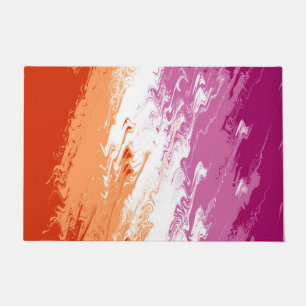 Paillasson Drapeau de fierté lesbienne abstrait trippy ondulé