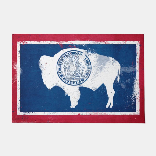 Paillasson Drapeau de l'État du Wyoming en détresse (Devant)