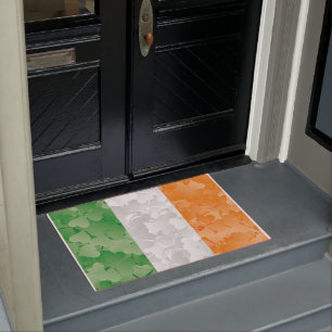 Paillasson Drapeau de l'Irlande avec motif shamrock