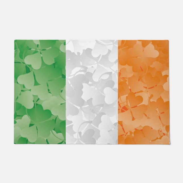 Paillasson Drapeau de l'Irlande avec motif shamrock (Devant)