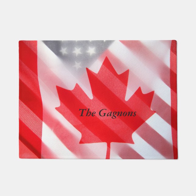 Paillasson Drapeau du Canada et des États-Unis (Devant)