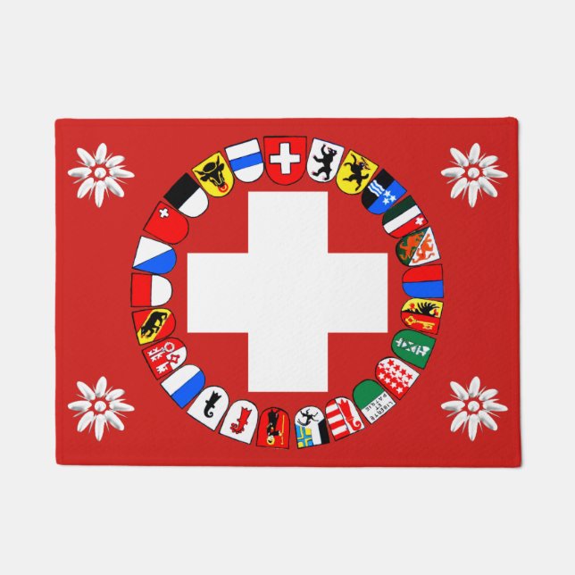 Paillasson Drapeau et edelweiss suisses (Devant)