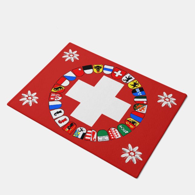 Paillasson Drapeau et edelweiss suisses (Incliné)