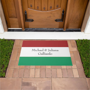 Paillasson Drapeau italien Couleurs Nom de famille Personnali