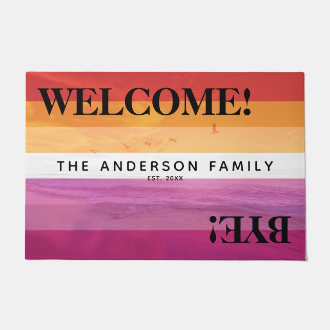 Paillasson Drapeau Lesbien (2018) Bienvenue Personnalisé Plag (Devant)