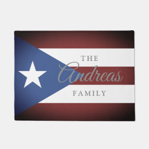 Paillasson Drapeau Porto Rico vintage avec nom de famille per