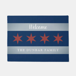 Paillasson Drapeau vintage de ville de Chicago et nom de