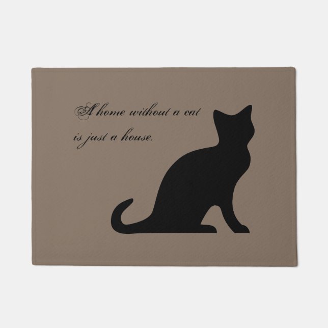 Paillasson Drôle citation chat kaki beige porte mat pour la m (Devant)