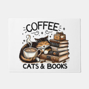 Paillasson Drôle Cute Coffee Cats Livres Lover Idea Cadeau Fe
