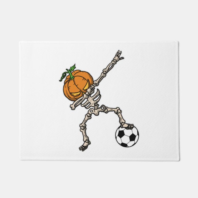 Paillasson Drôle Dabbing Citrouille Head Soccer Idée cadeau (Devant)