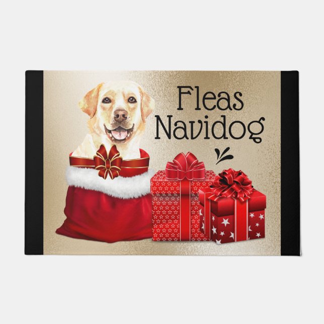 Paillasson Drôle des puces de Noël du Labrador (Devant)