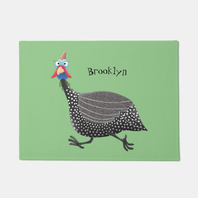 Paillasson Drôle dessin animé d'oiseau de Guineafowl (Devant)