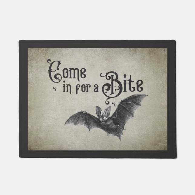 Paillasson Drôle Halloween Vampire Bat Venez pour un Bite (Devant)