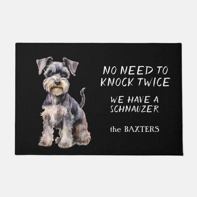 Paillasson Drôle Schnauzer Chien Pas besoin de frapper deux f (Devant)