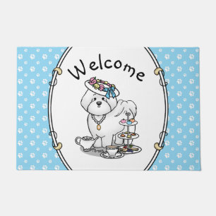 Paillasson Drôle Tea Party Bichon Frise Chien - mignonne
