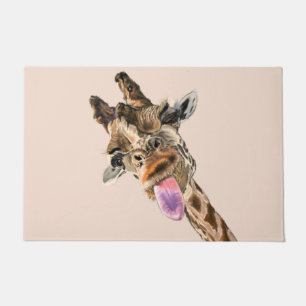 Paillasson Drôle Tongue Giraffe Out et Wink Jouant - Amusant