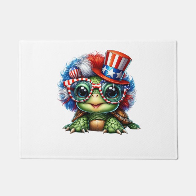 Paillasson Drôle Tortue Patriotique USA Drapeau Sunglass (Devant)