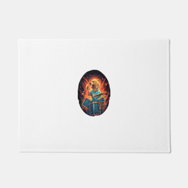 Paillasson Drummer Rocker Golden Retriever Chien Drummer (Devant)