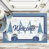 Dusty Blue Citrouille Gnomes Aspen Rustic Doormat