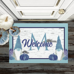 Paillasson Dusty Blue Citrouille Gnomes Aspen Rustique