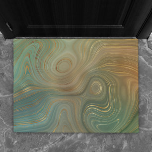 Paillasson Earthy Olive Strata Agate d'encre verte et dorée