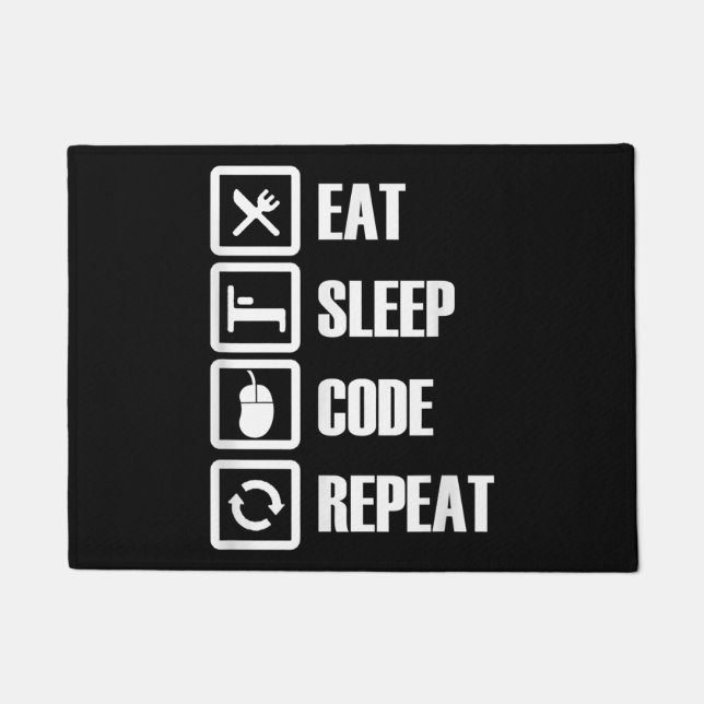 Paillasson Eat Sleep Code Répétition Coding Programmer Ingéni (Devant)