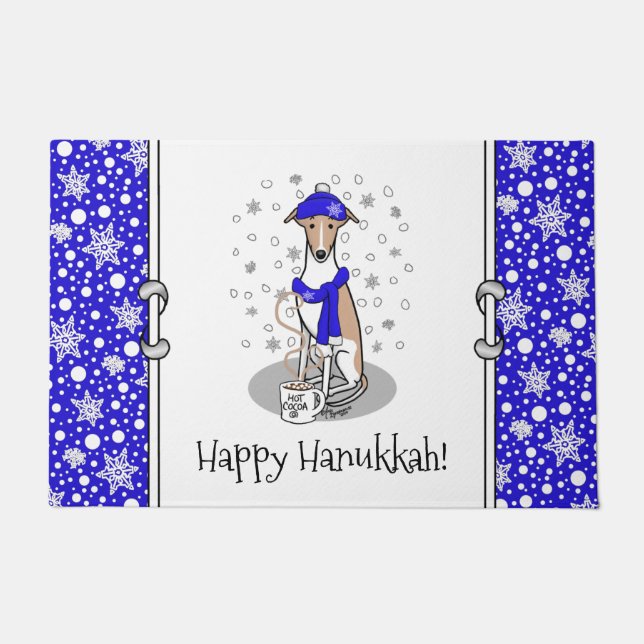 Paillasson Écharpe à neige bleu hiver - Faune et blanc (Devant)