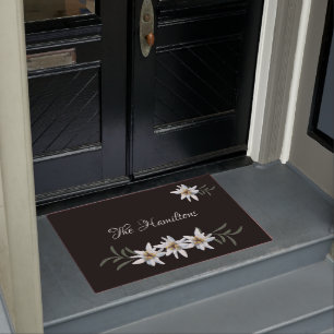 Paillasson Edelweiss blanc sur noir