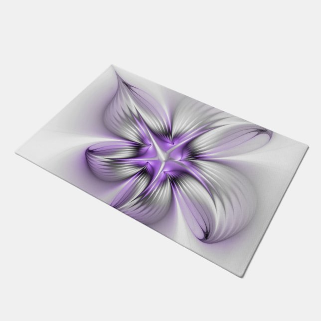 Paillasson Élégance florale Art Abstrait Violet Fractal moder (Incliné)
