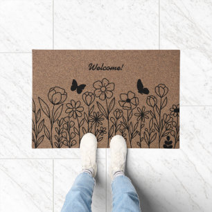 Paillasson Élégance florale : mat de porte personnalisé
