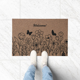 Paillasson Élégance florale : mat de porte personnalisé