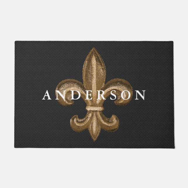 Paillasson Élégance française Gold Fleur de Lis Crest (Devant)