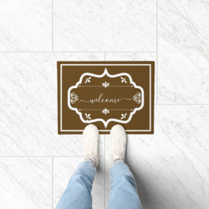 Paillasson Elégant blanc Brown personnalisé Accueil décoré