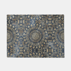 Paillasson Elégant bleu or Mandala Floral