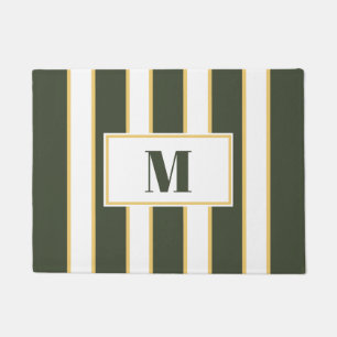 Paillasson Élégant Chic Olive Green et White Stripe Custom