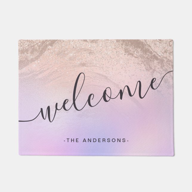 Paillasson Elégant dégradé moderne rose or parties scintillan (Devant)